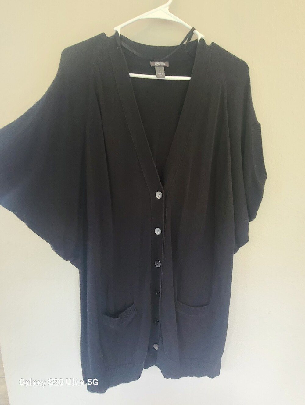 Kenneth Cole Reaction Avenue Black Button-Front Dolman Cardigan